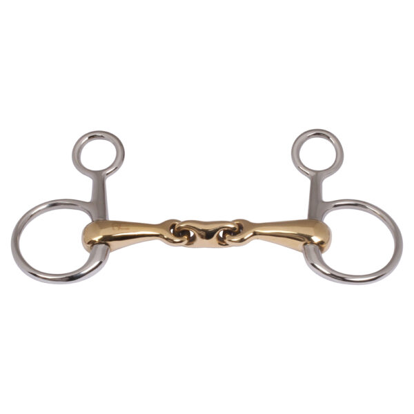 Baucher Bit Double Jointed Cuprium Mouth with Tolt Link,Cheeks with Bent Shanks