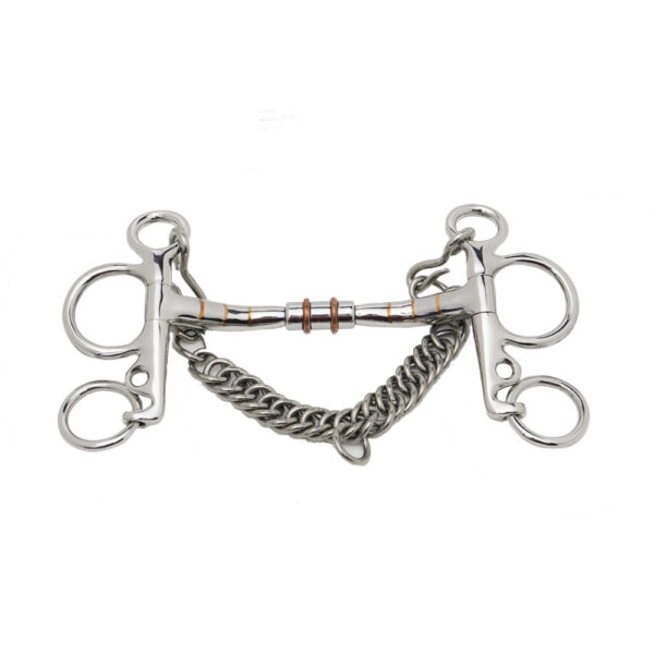 Pelham Roller Mouth Bit with Double Copper Rollers and copper Inlays - Image 2